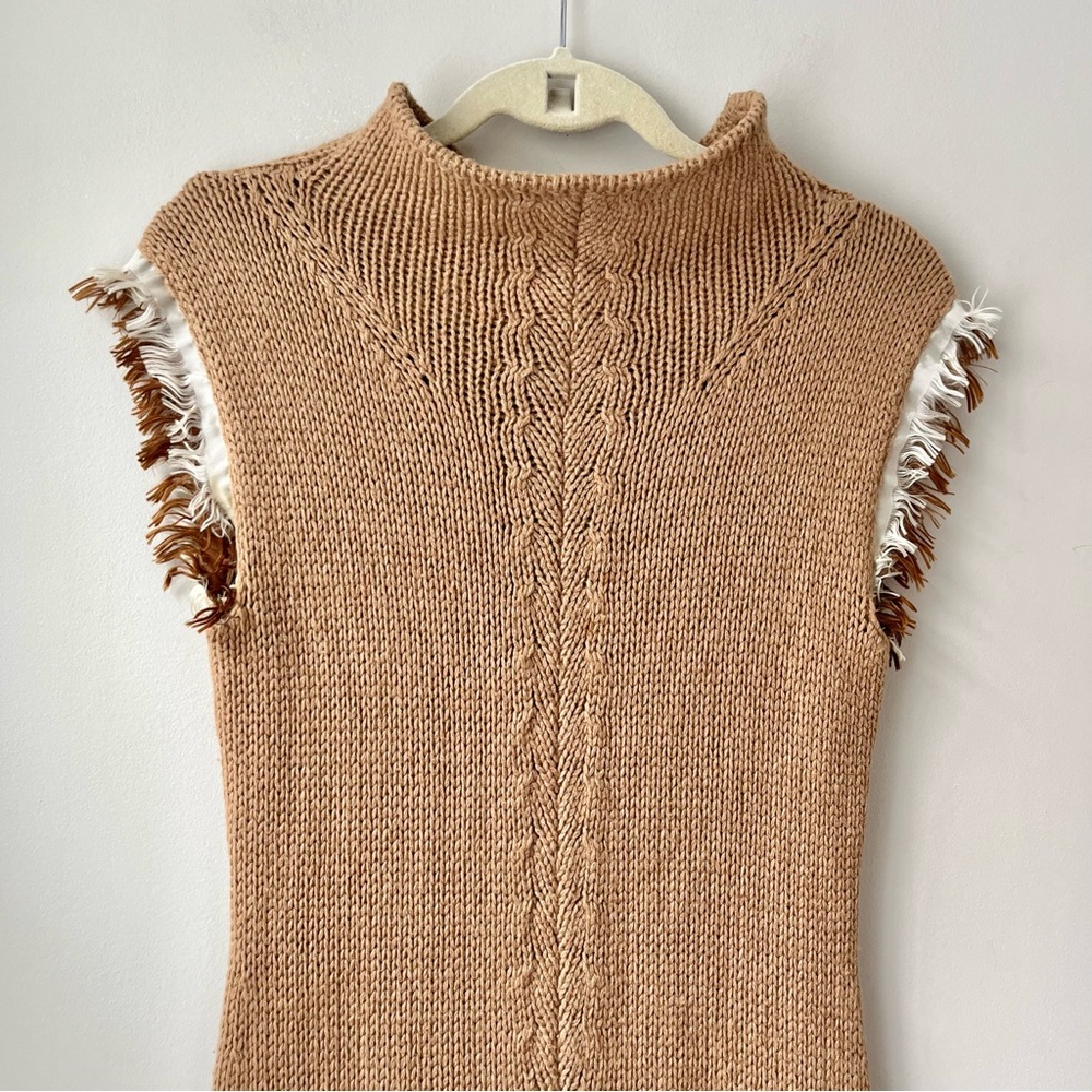Voyage Invest In the Original | Tan Brown Knit Sweater Dress Fringe Hem - Picture 8 of 8